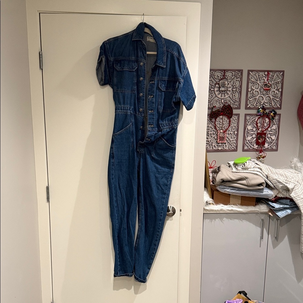 We The Free Blue Denim Jumpsuit